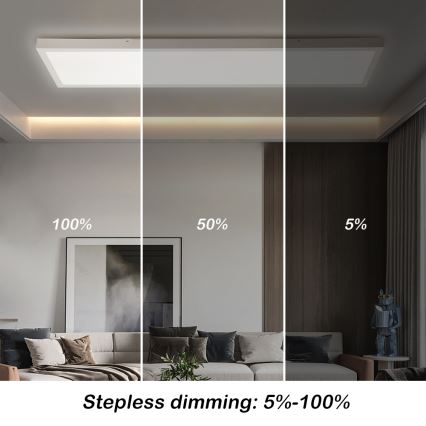 Brilagi - LED Kopalniška zatemnitvena stropna svetilka FRAME SMART LED/50W/230V 30x120 cm 3000-6000K IP44 bela + Daljinski upravljalnik