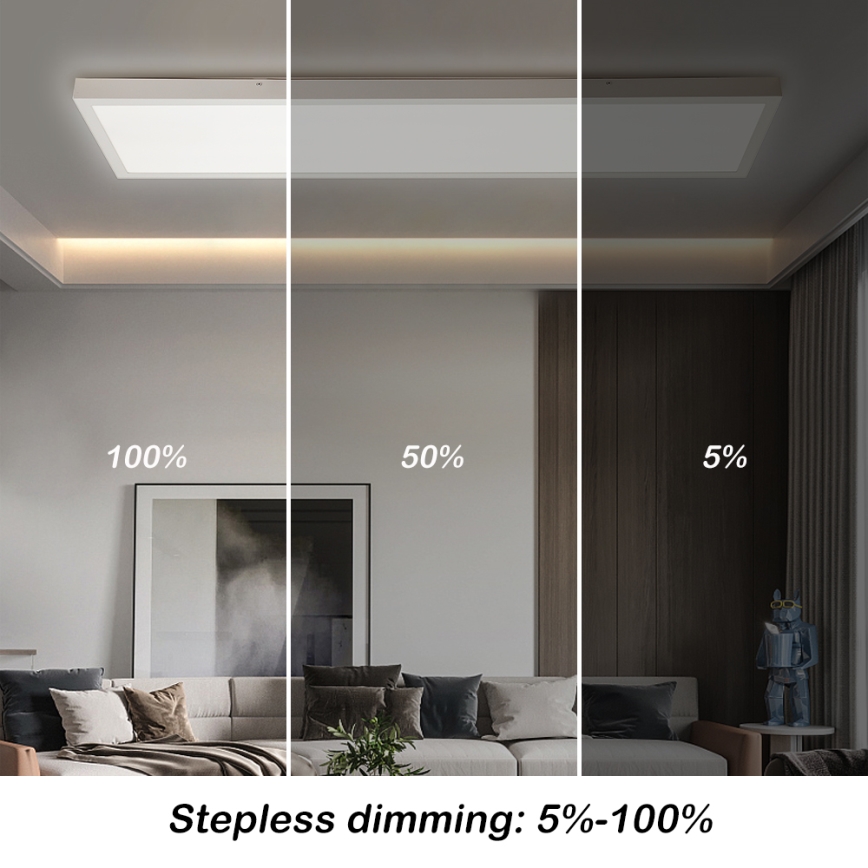 Brilagi - LED Kopalniška zatemnitvena stropna svetilka FRAME SMART LED/50W/230V 30x120 cm 3000-6000K IP44 bela + Daljinski upravljalnik