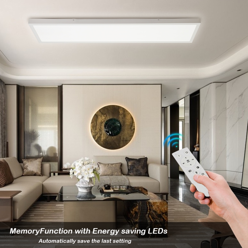 Brilagi - LED Kopalniška zatemnitvena stropna svetilka FRAME SMART LED/50W/230V 30x120 cm 3000-6000K IP44 bela + Daljinski upravljalnik