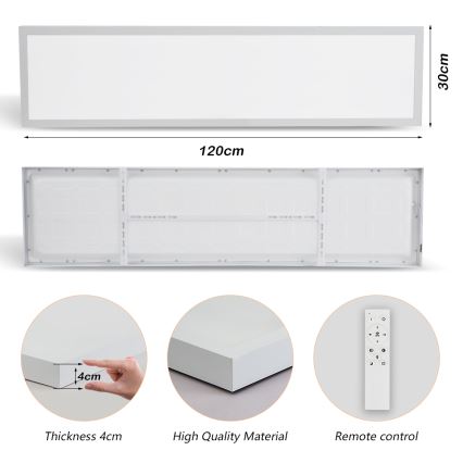 Brilagi - LED Kopalniška zatemnitvena stropna svetilka FRAME SMART LED/50W/230V 30x120 cm 3000-6000K IP44 bela + Daljinski upravljalnik