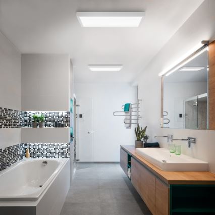 Brilagi - LED Kopalniška zatemnitvena stropna svetilka FRAME SMART LED/50W/230V 60x60 cm 3000-6000K IP44 bela + Daljinski upravljalnik