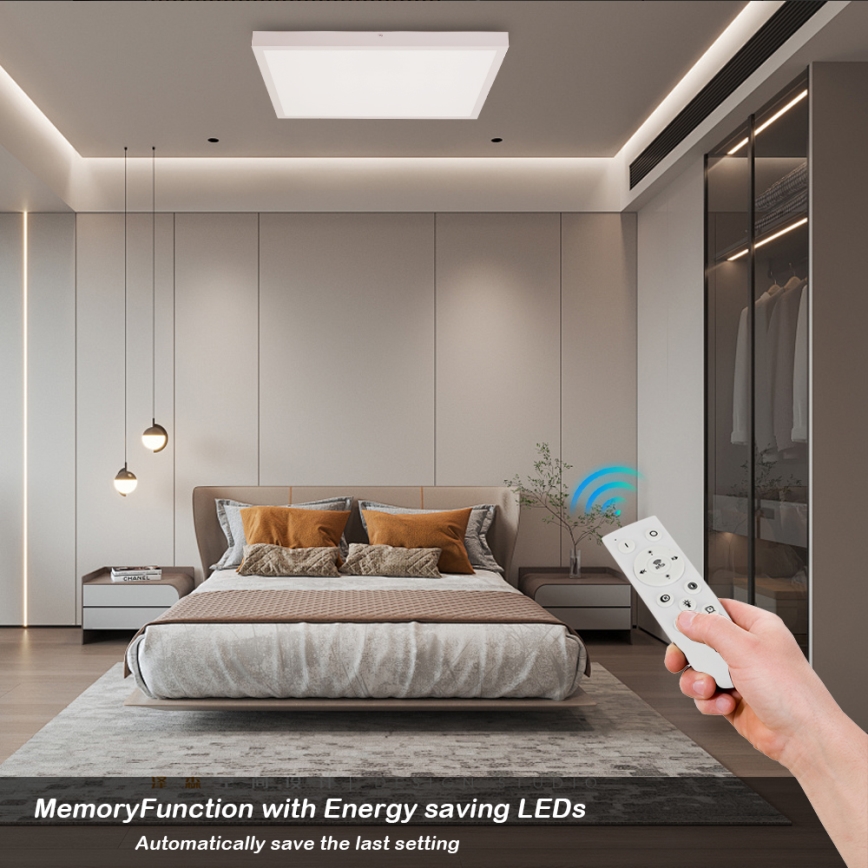 Brilagi - LED Kopalniška zatemnitvena stropna svetilka FRAME SMART LED/50W/230V 60x60 cm 3000-6000K IP44 bela + Daljinski upravljalnik