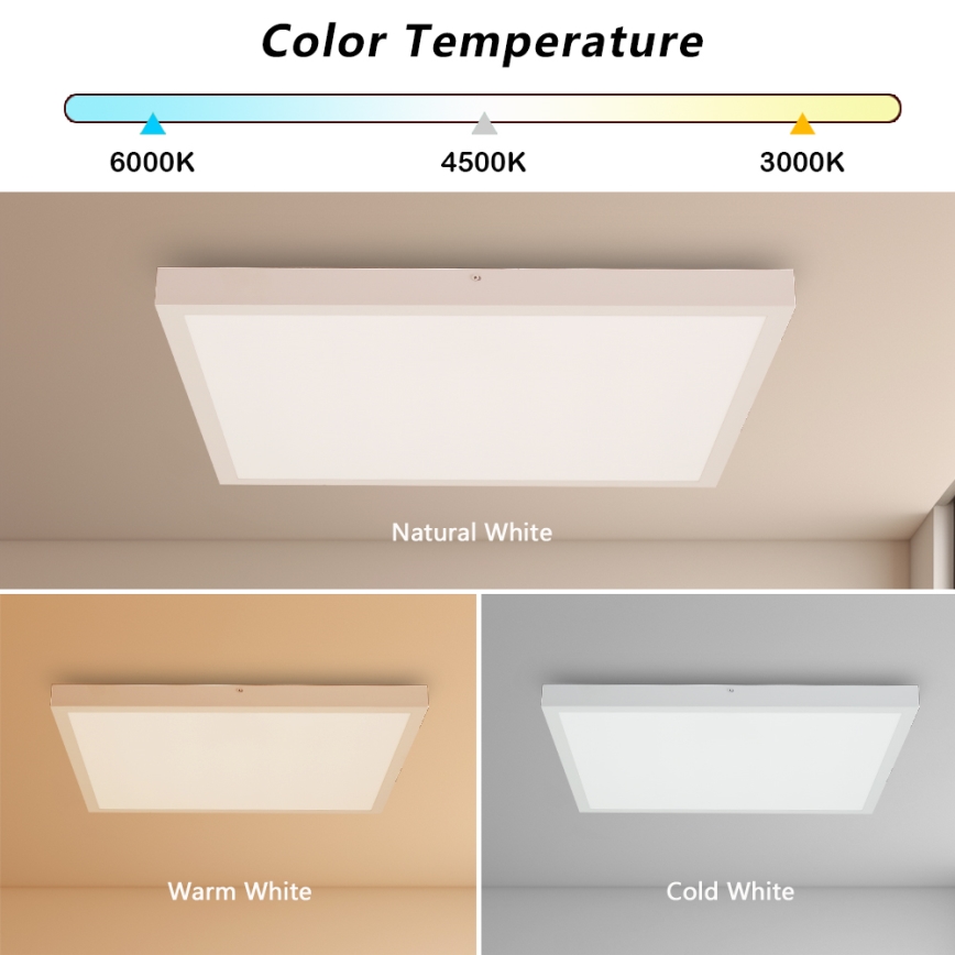 Brilagi - LED Kopalniška zatemnitvena stropna svetilka FRAME SMART LED/50W/230V 60x60 cm 3000-6000K IP44 bela + Daljinski upravljalnik