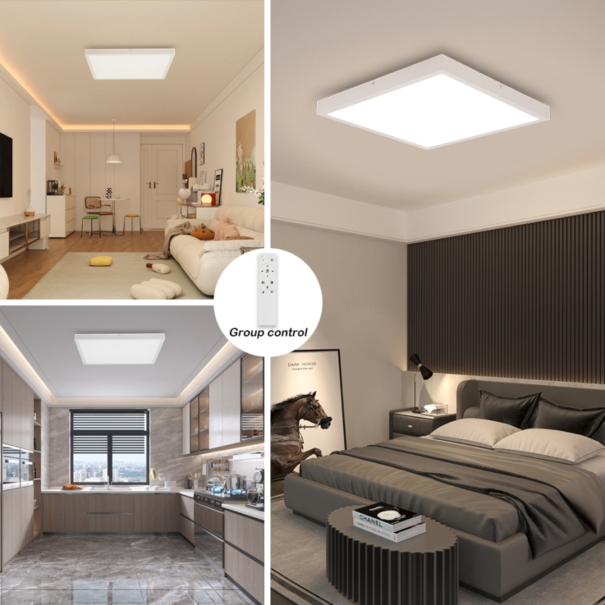 Brilagi - LED Kopalniška zatemnitvena stropna svetilka FRAME SMART LED/50W/230V 60x60 cm 3000-6000K IP44 bela + Daljinski upravljalnik