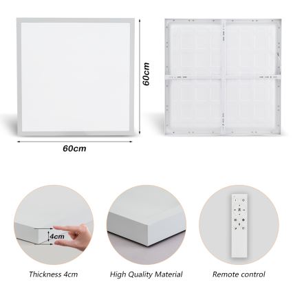 Brilagi - LED Kopalniška zatemnitvena stropna svetilka FRAME SMART LED/50W/230V 60x60 cm 3000-6000K IP44 bela + Daljinski upravljalnik