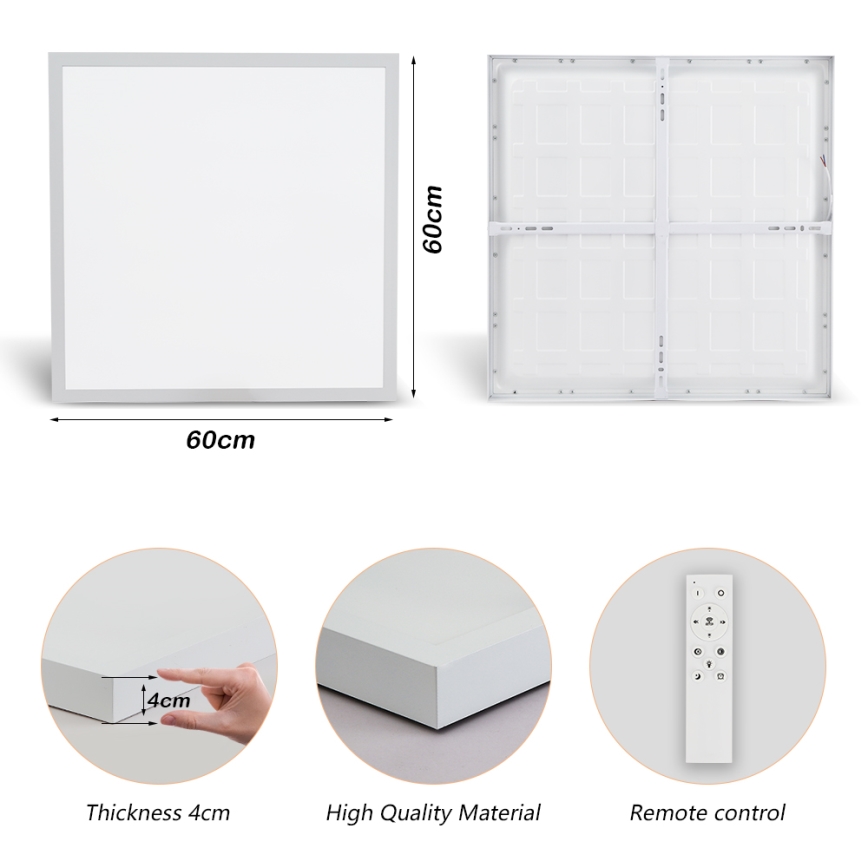 Brilagi - LED Kopalniška zatemnitvena stropna svetilka FRAME SMART LED/50W/230V 60x60 cm 3000-6000K IP44 bela + Daljinski upravljalnik