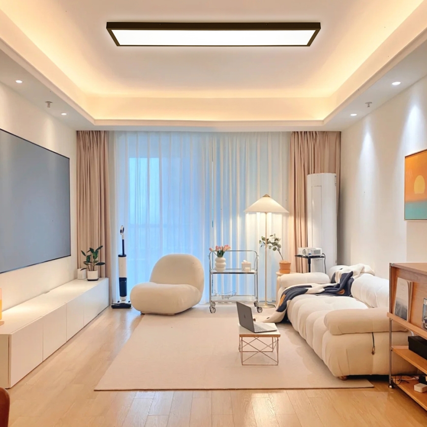 Brilagi - LED Kopalniška zatemnitvena stropna svetilka FRAME SMART LED/50W/230V 30x120 cm 3000-6000K IP44 črna + Daljinski upravljalnik