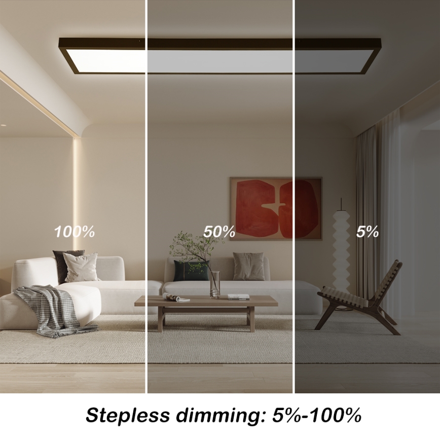 Brilagi - LED Kopalniška zatemnitvena stropna svetilka FRAME SMART LED/50W/230V 30x120 cm 3000-6000K IP44 črna + Daljinski upravljalnik
