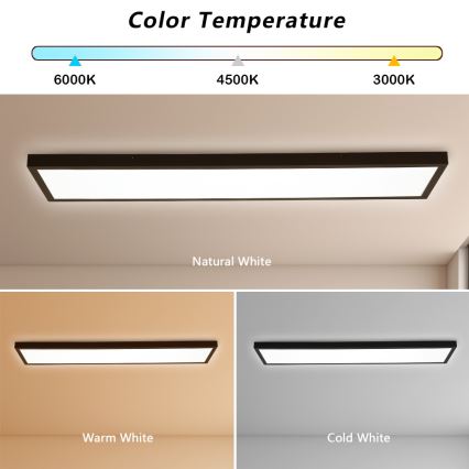 Brilagi - LED Kopalniška zatemnitvena stropna svetilka FRAME SMART LED/50W/230V 30x120 cm 3000-6000K IP44 črna + Daljinski upravljalnik