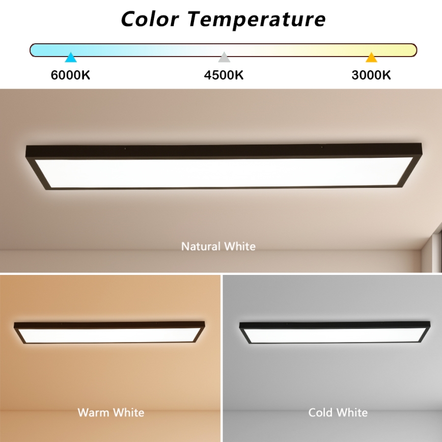 Brilagi - LED Kopalniška zatemnitvena stropna svetilka FRAME SMART LED/50W/230V 30x120 cm 3000-6000K IP44 črna + Daljinski upravljalnik