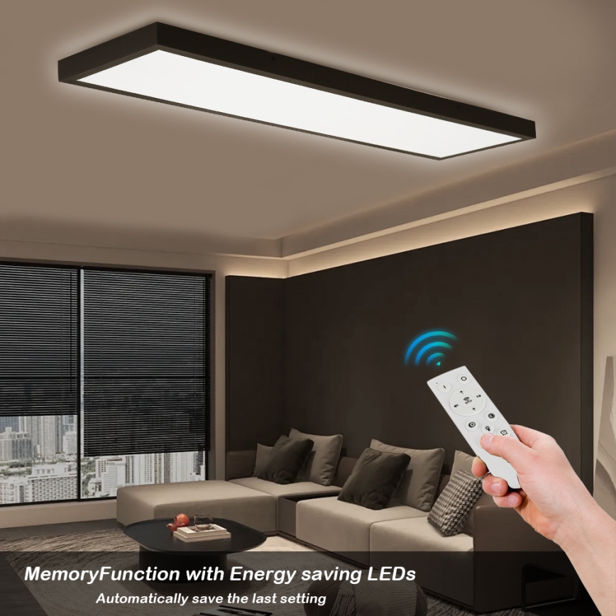 Brilagi - LED Kopalniška zatemnitvena stropna svetilka FRAME SMART LED/50W/230V 30x120 cm 3000-6000K IP44 črna + Daljinski upravljalnik
