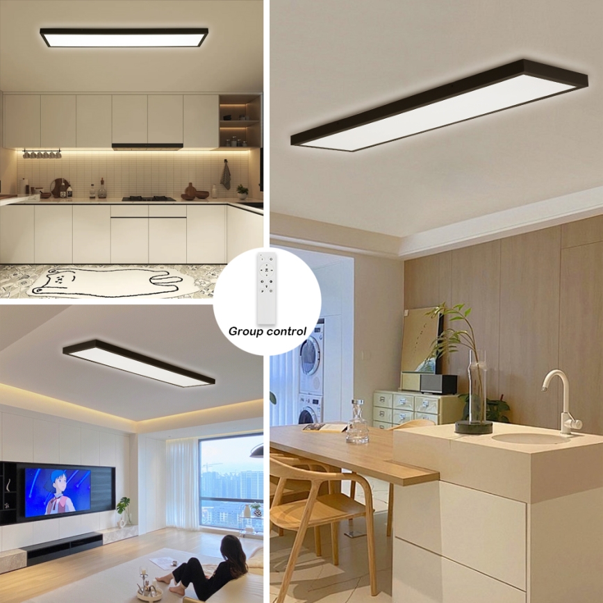 Brilagi - LED Kopalniška zatemnitvena stropna svetilka FRAME SMART LED/50W/230V 30x120 cm 3000-6000K IP44 črna + Daljinski upravljalnik