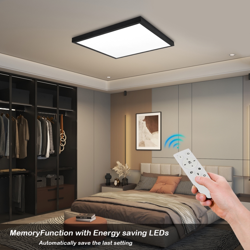 Brilagi - LED Kopalniška zatemnitvena stropna svetilka FRAME SMART LED/50W/230V 60x60 cm 3000-6000K IP44 črna + Daljinski upravljalnik