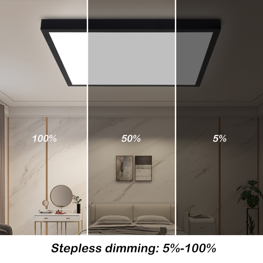 Brilagi - LED Kopalniška zatemnitvena stropna svetilka FRAME SMART LED/50W/230V 60x60 cm 3000-6000K IP44 črna + Daljinski upravljalnik