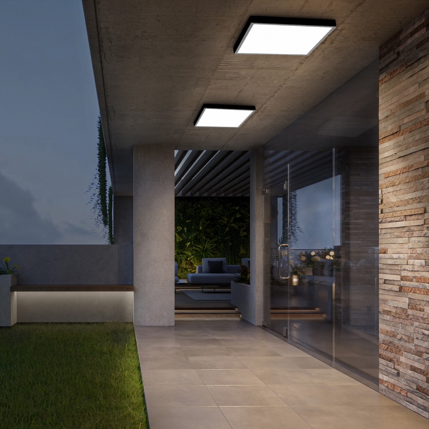 Brilagi - LED Kopalniška zatemnitvena stropna svetilka FRAME SMART LED/50W/230V 60x60 cm 3000-6000K IP44 črna + Daljinski upravljalnik