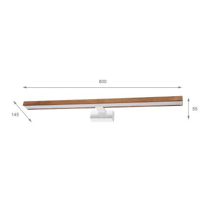Brilagi - LED kopalniška osvetlitev ogledala 3 v 1 WOODY MIRROR LED/15W/230V 80 cm IP44 bela/hrast-češnja
