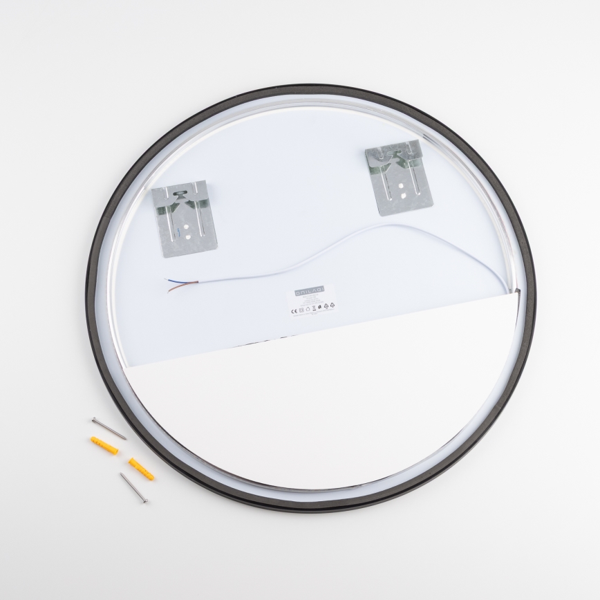 Brilagi - LED kopalniško ogledalo NOVARA LED/19W/230V pr. 60 cm črna IP44 CRI 90 zatemnljivo + CCT