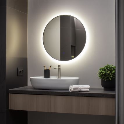 Brilagi - LED kopalniško ogledalo VENA BLACK LED/19W/230V Ø 60 cm IP44 CRI 90 zatemnljivo + CCT