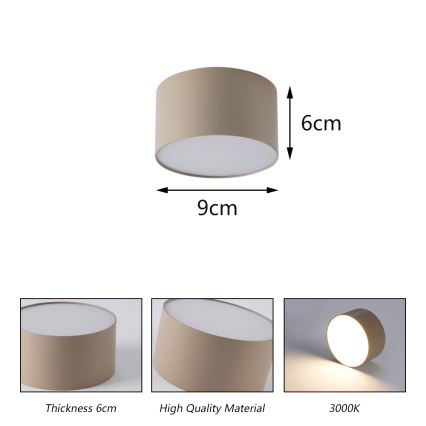 Brilagi - LED stropna svetilka za kopalnico FORIS LED/9W/230V, premer 9 cm, bež, IP44, CRI 90