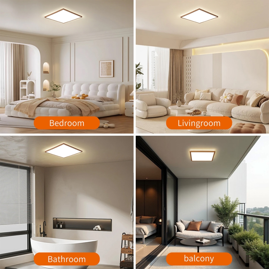 Brilagi - LED kopalniška stropna svetilka ULTRA SLIM LED/24W/230V 42x42 cm rožnato zlato IP54