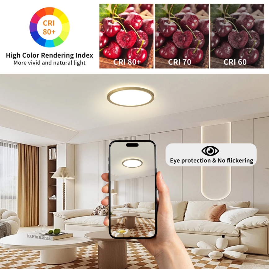 Brilagi - LED stropna svetilka za kopalnico ULTRA SLIM LED/12W/230V, premer 22,5 cm, zlata, IP54
