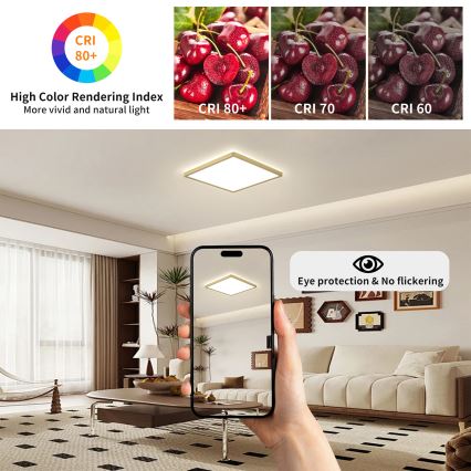 Brilagi - LED kopalniško stropno svetilo ULTRA SLIM LED/18W/230V 30x30 cm zlato IP54