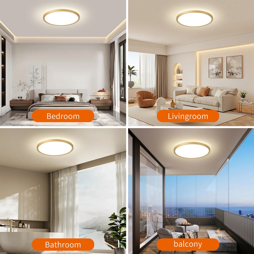 Brilagi - LED stropna svetilka za kopalnico ULTRA SLIM LED/24W/230V Ø 42 cm zlata IP54