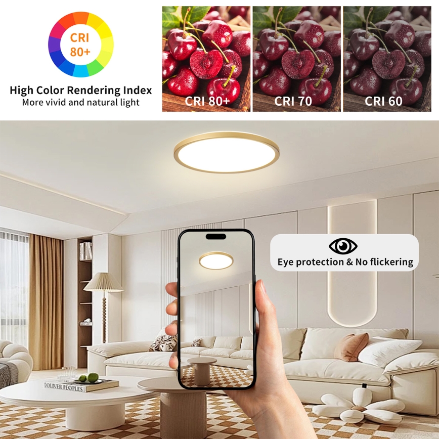 Brilagi - LED stropna svetilka za kopalnico ULTRA SLIM LED/24W/230V Ø 42 cm zlata IP54