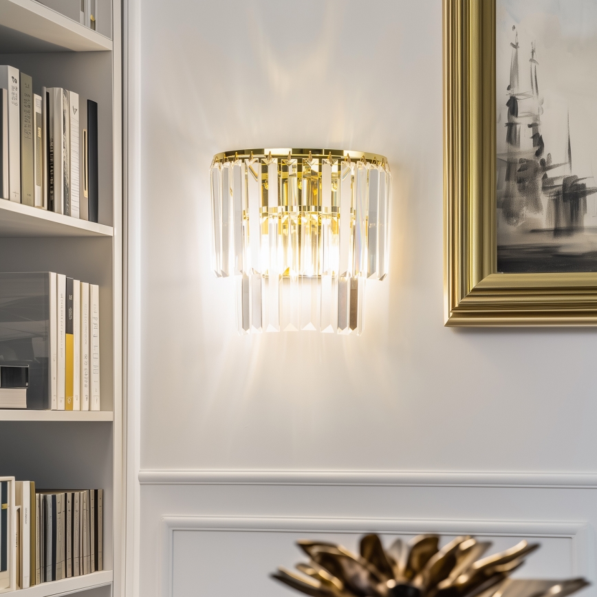 Brilagi - LED Kristalna stenska svetilka MOZART 2xE14/40W/230V zlata