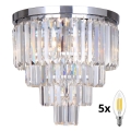 Brilagi - LED Kristalna stropna svetilka MOZART 5xE14/40W/230V sijajni krom