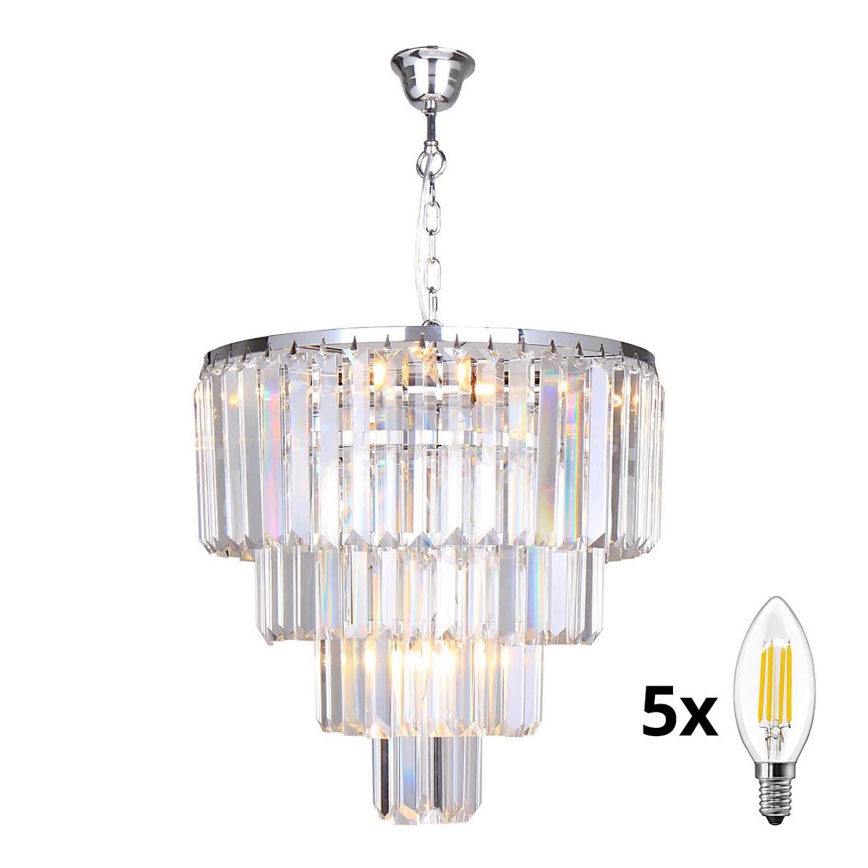 Brilagi - LED Kristalni lestenec na verigi MOZART 5xE14/40W/230V sijajni krom