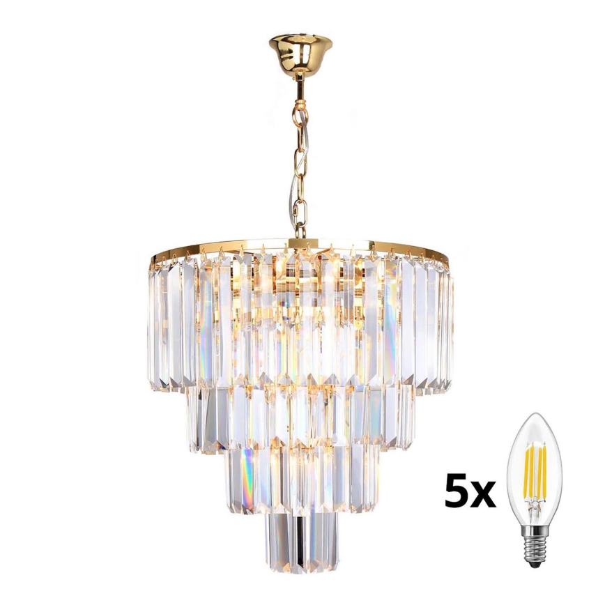 Brilagi - LED Kristalni lestenec na verigi MOZART 5xE14/40W/230V zlata