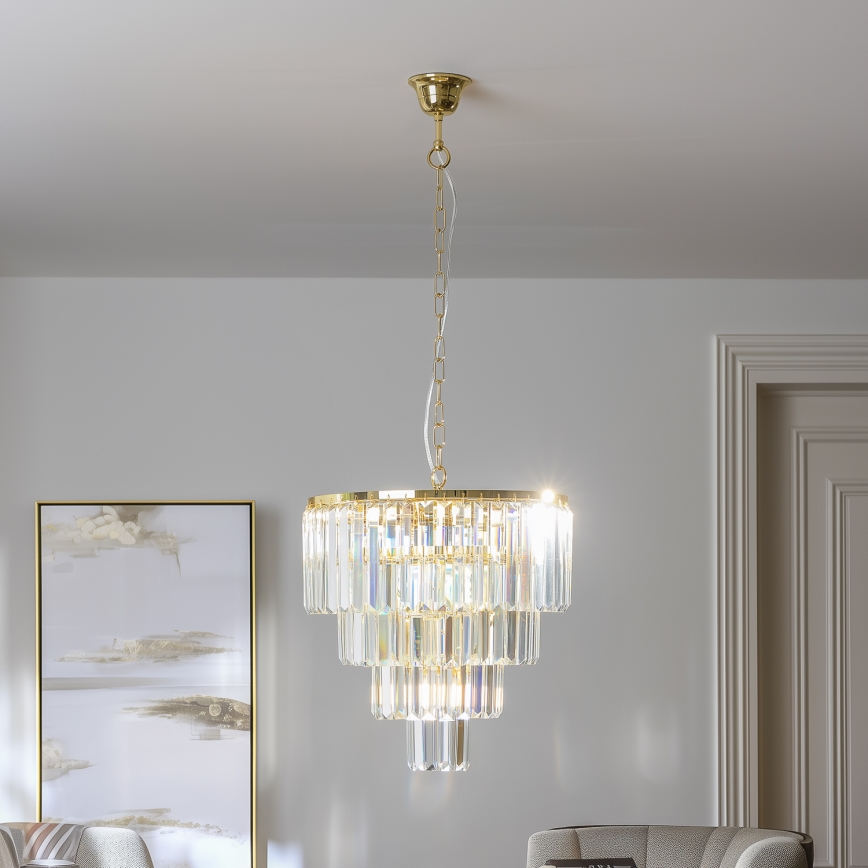 Brilagi - LED Kristalni lestenec na verigi MOZART 5xE14/40W/230V zlata