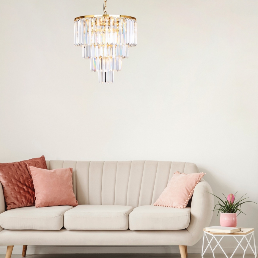 Brilagi - LED Kristalni lestenec na verigi MOZART 5xE14/40W/230V zlata