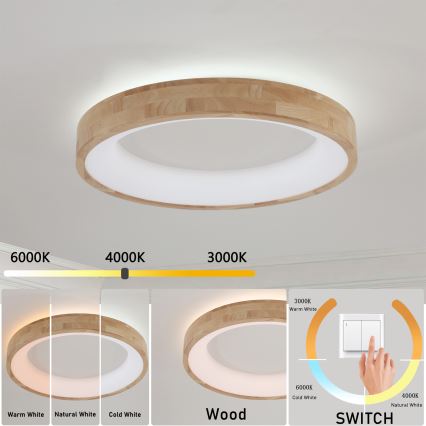Brilagi - LED stropna svetilka FALCON WOOD LED/40W/230V 3000/4000/6000K premer 60 cm lesena