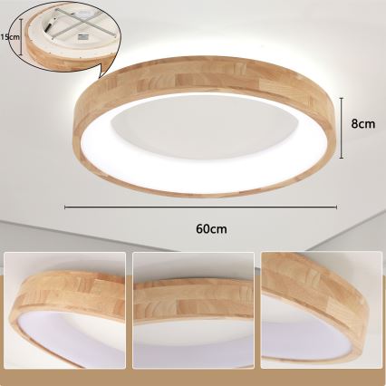 Brilagi - LED stropna svetilka FALCON WOOD LED/40W/230V 3000/4000/6000K premer 60 cm lesena