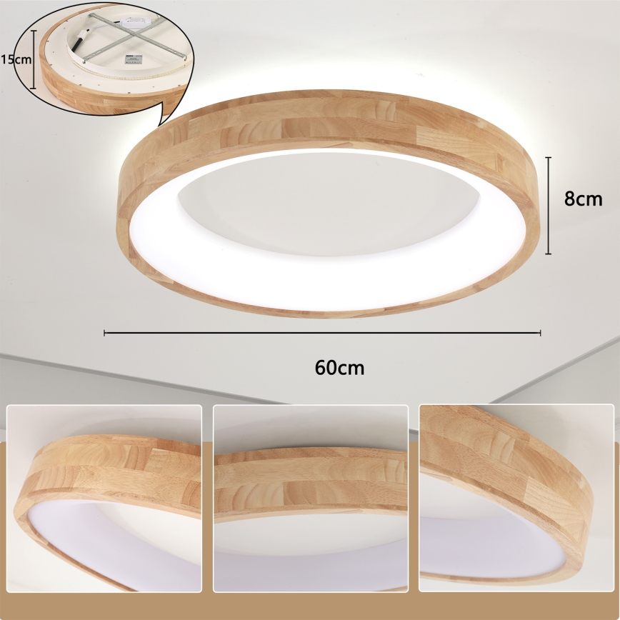 Brilagi - LED stropna svetilka FALCON WOOD LED/40W/230V 3000/4000/6000K premer 60 cm lesena
