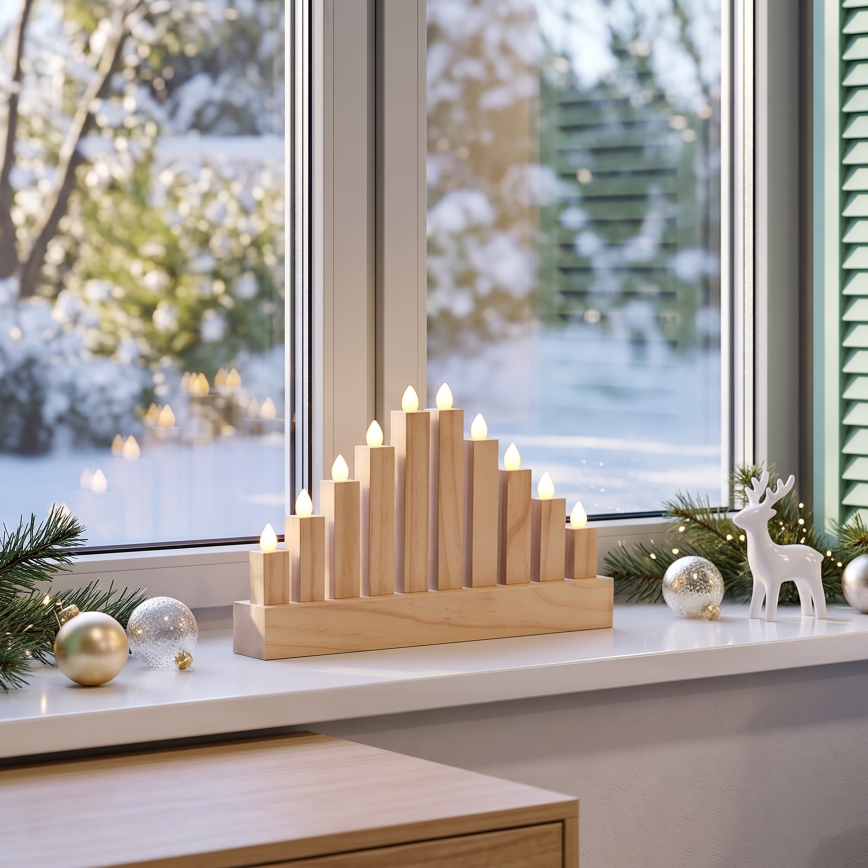 BRILAGI - LED leseni božični svečnik 10xLED/2xAA