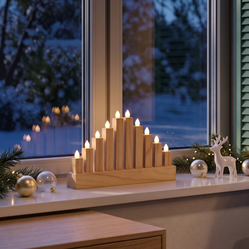 BRILAGI - LED leseni božični svečnik 10xLED/2xAA