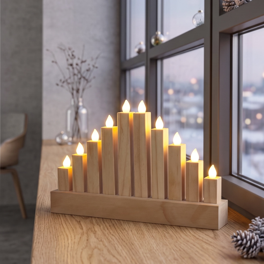 BRILAGI - LED leseni božični svečnik 10xLED/2xAA