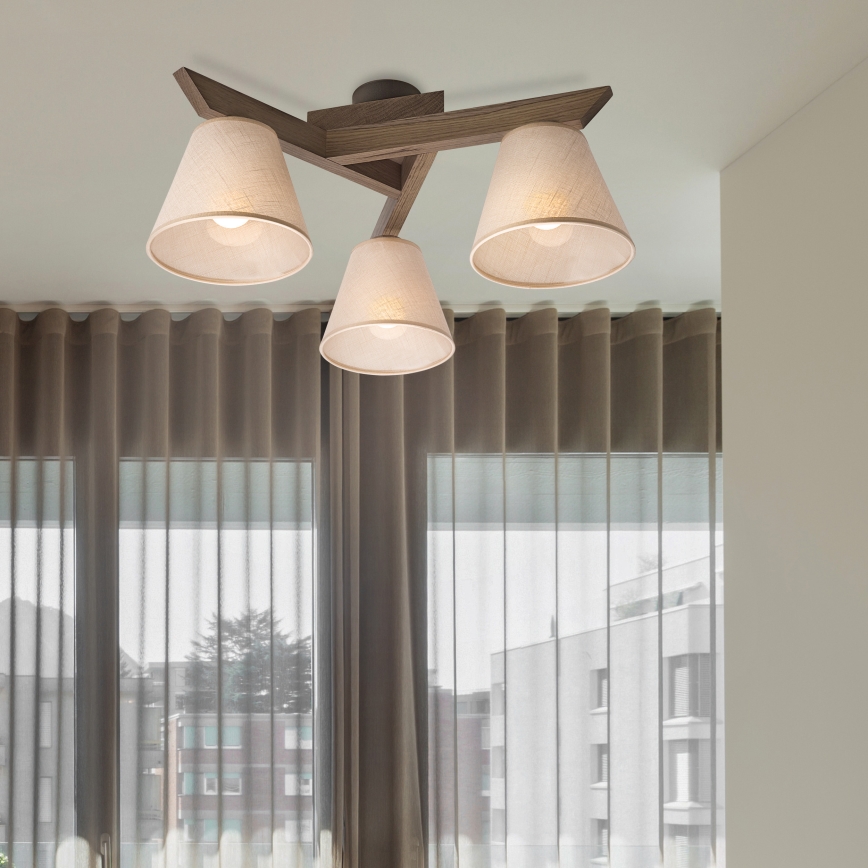 Brilagi - LED  Lestenec ANTHONY 3xE14/40W/230V hrast oreh/bež