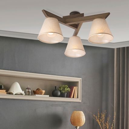 Brilagi - LED  Lestenec ANTHONY 3xE14/40W/230V hrast oreh/bež