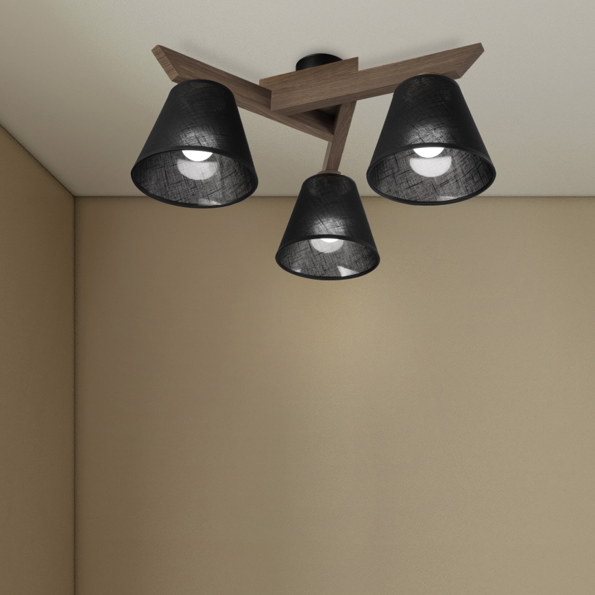 Brilagi - LED  Lestenec ANTHONY 3xE14/40W/230V hrast oreh/črna