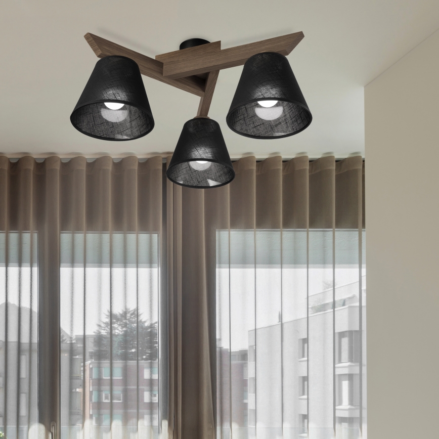 Brilagi - LED  Lestenec ANTHONY 3xE14/40W/230V hrast oreh/črna