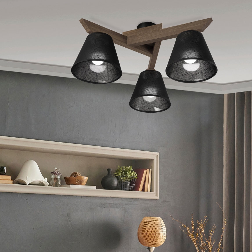 Brilagi - LED  Lestenec ANTHONY 3xE14/40W/230V hrast oreh/črna