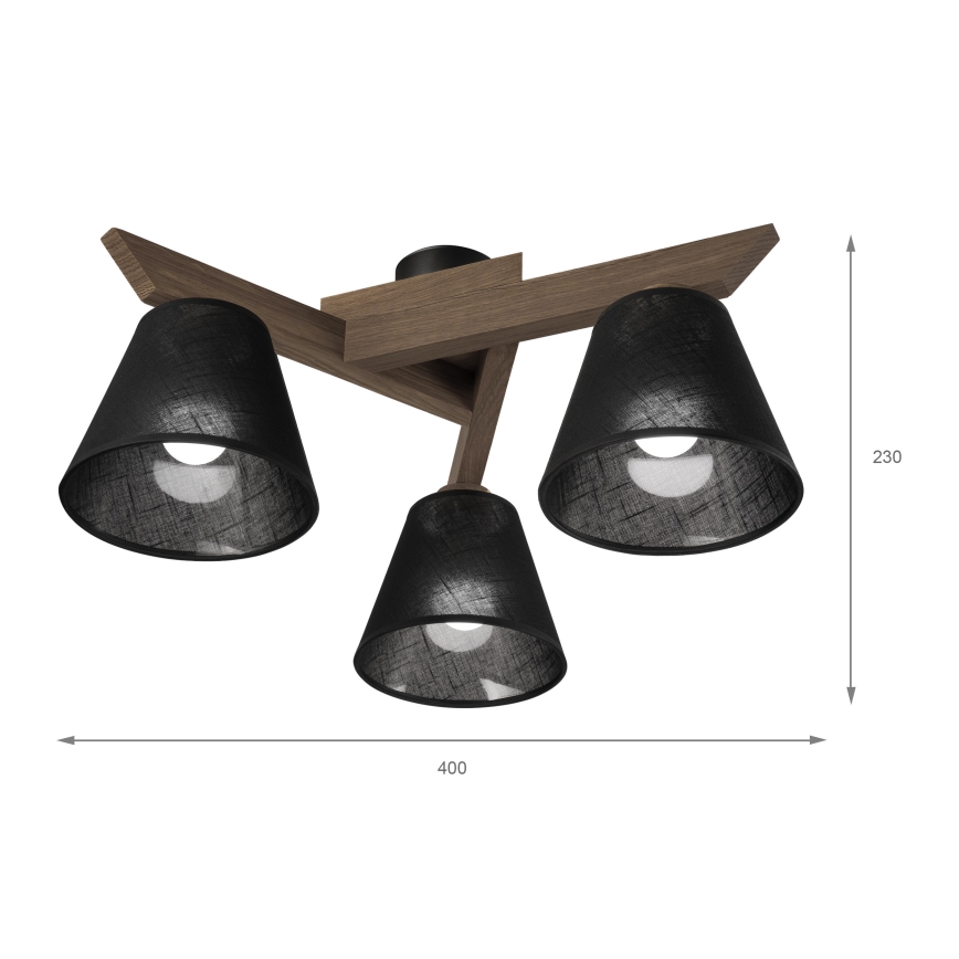Brilagi - LED  Lestenec ANTHONY 3xE14/40W/230V hrast oreh/črna