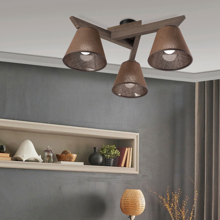 Brilagi - LED  Lestenec ANTHONY 3xE14/40W/230V hrast oreh/rjava