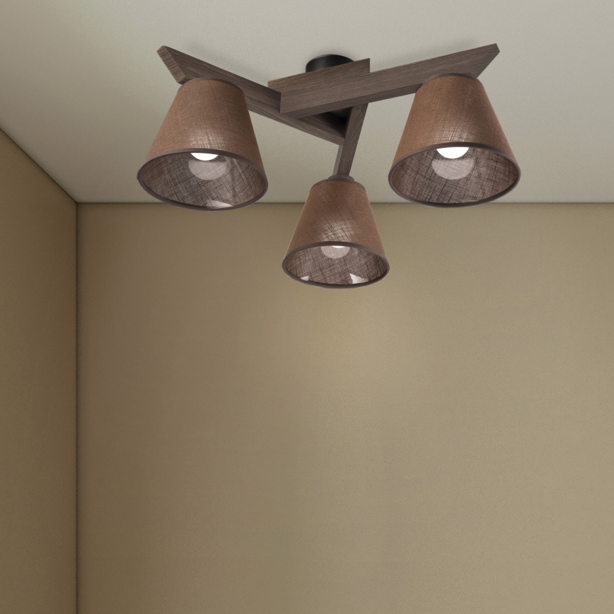 Brilagi - LED  Lestenec ANTHONY 3xE14/40W/230V hrast oreh/rjava