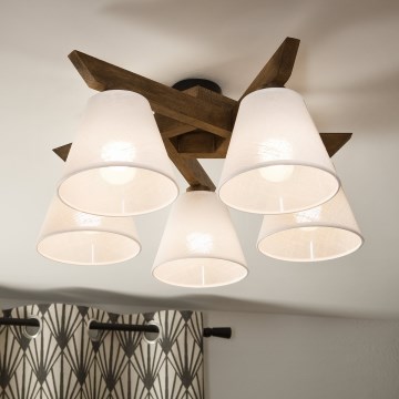 Brilagi - LED  Lestenec ANTHONY 5xE14/40W/230V hrast oreh/bela