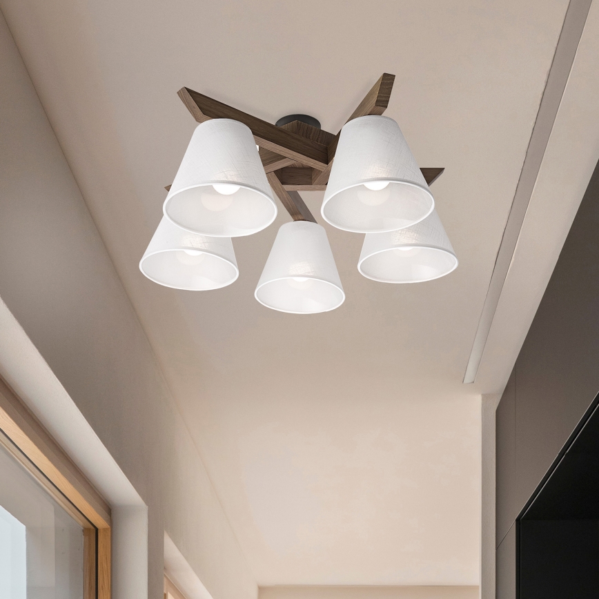 Brilagi - LED  Lestenec ANTHONY 5xE14/40W/230V hrast oreh/bela